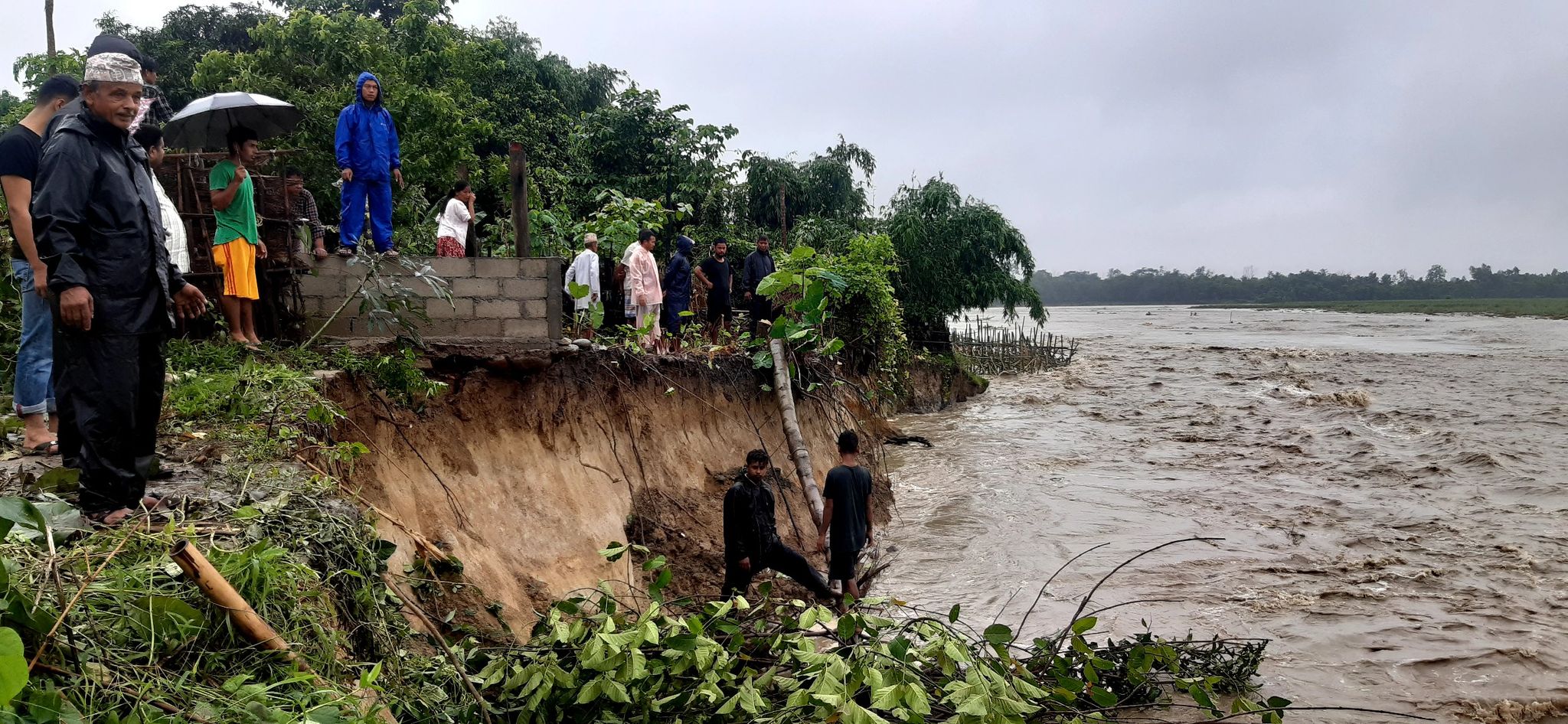 झापाको चाँजुखोलाले बस्ती कटान गर्न थाल्यो 