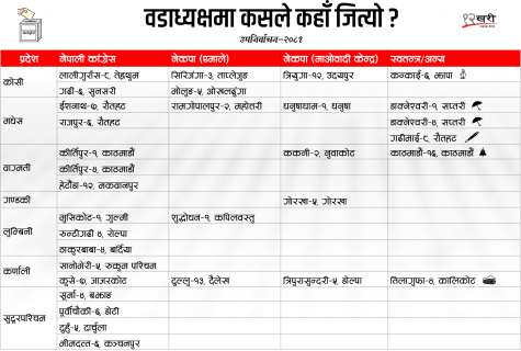 ३२ वडाध्यक्षको नतिजा सार्वजनिक : कुन पार्टीले कति जिते ? 