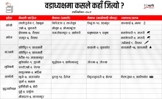 ३२ वडाध्यक्षको नतिजा सार्वजनिक : कुन पार्टीले कति जिते ? 