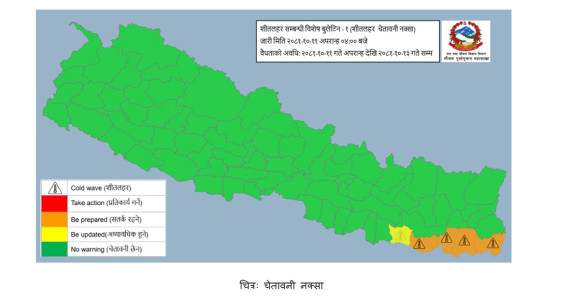 यी स्थानमा अझै दुई दिन शीतलहरको सम्भावना