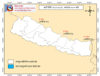 देशभरिबाटै बाहिरियो मनसुन