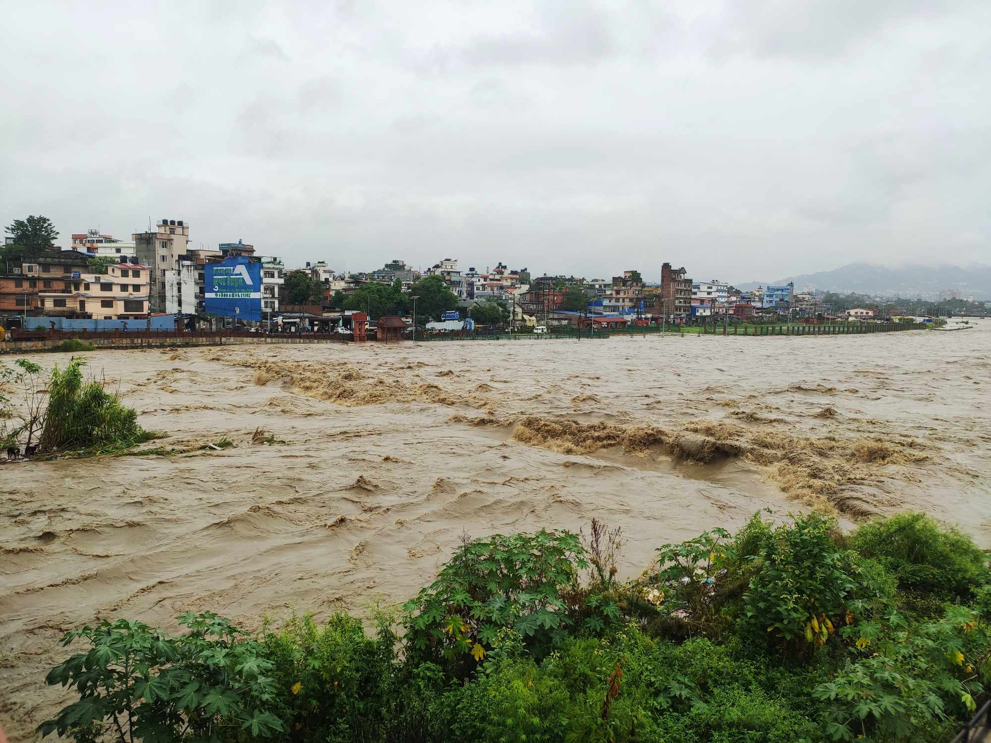 काठमाडौंमा भारी वर्षा, वाग्मतीमा जलसतहले पार गर्‍यो सतर्कता तह 