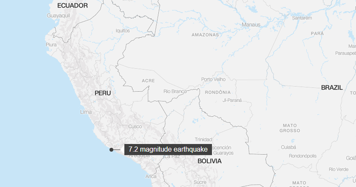 पेरुमा ७.२ म्याग्निच्युडको भूकम्प, सुनामीको चेतावनी