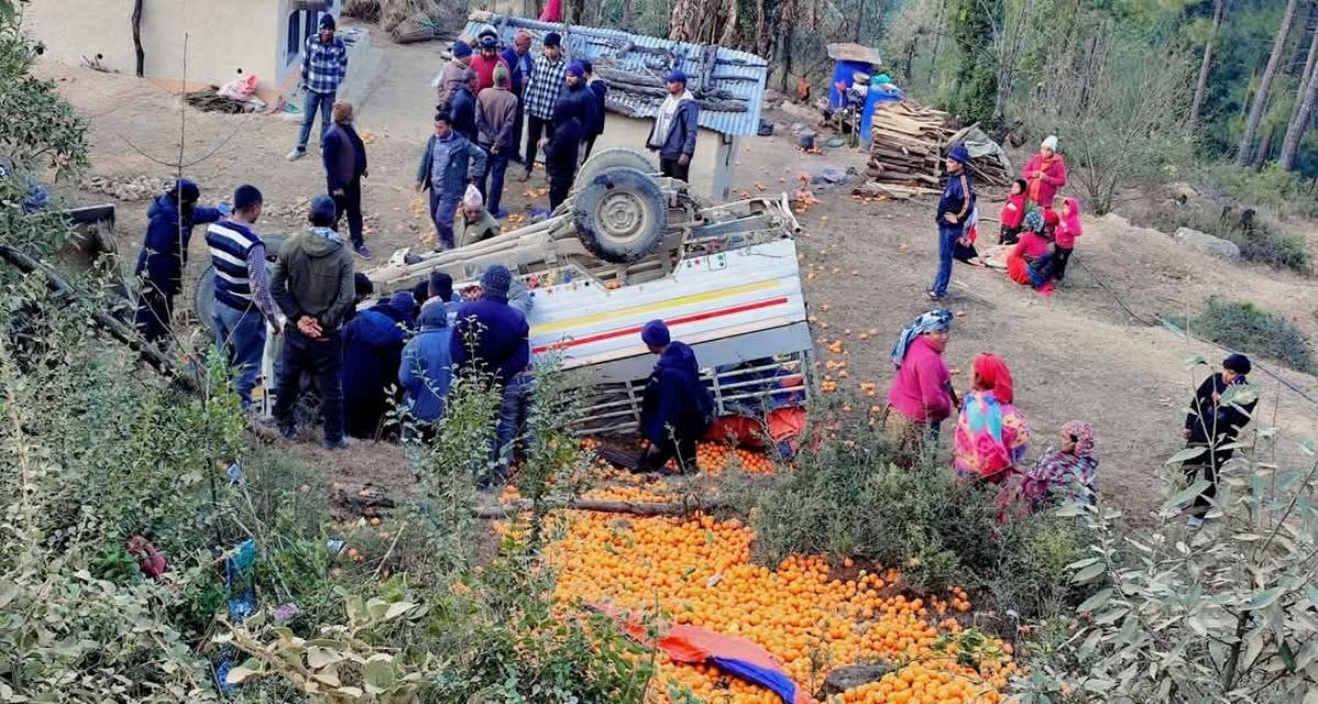 रोल्पाबाट सुन्तला बोकेर दाङ जाँदै गरेको पिकअप दुर्घटना : चालकको मृत्यु, तीनजना गम्भीर घाइते 