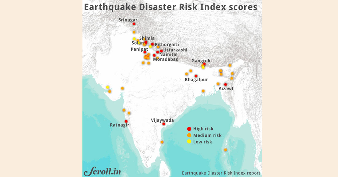 भारतका १३ सहर भूकम्पको उच्च जोखिममा