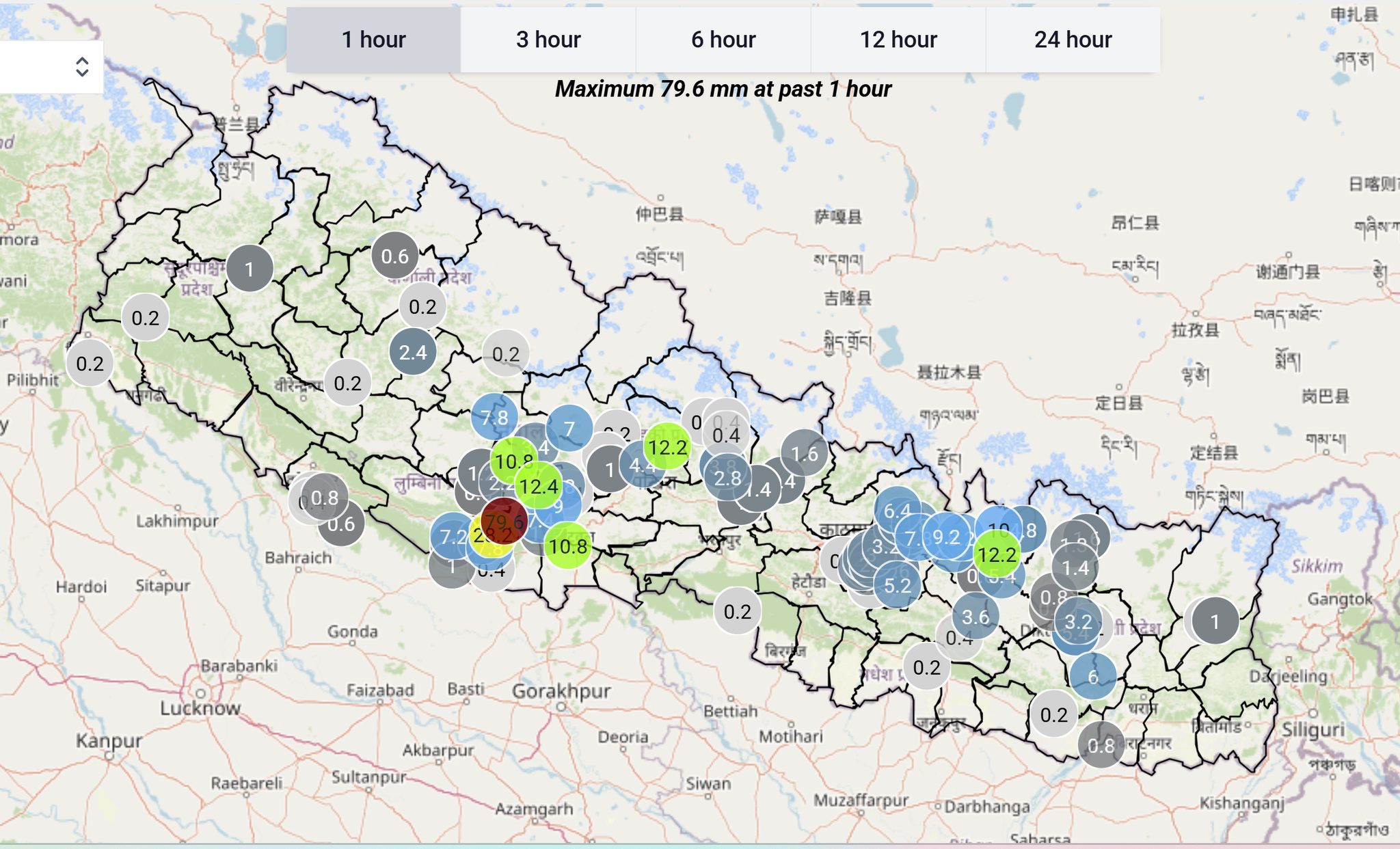 एक घण्टायता प्युठानको हंसपुरमा सबैभन्दा बढी वर्षा