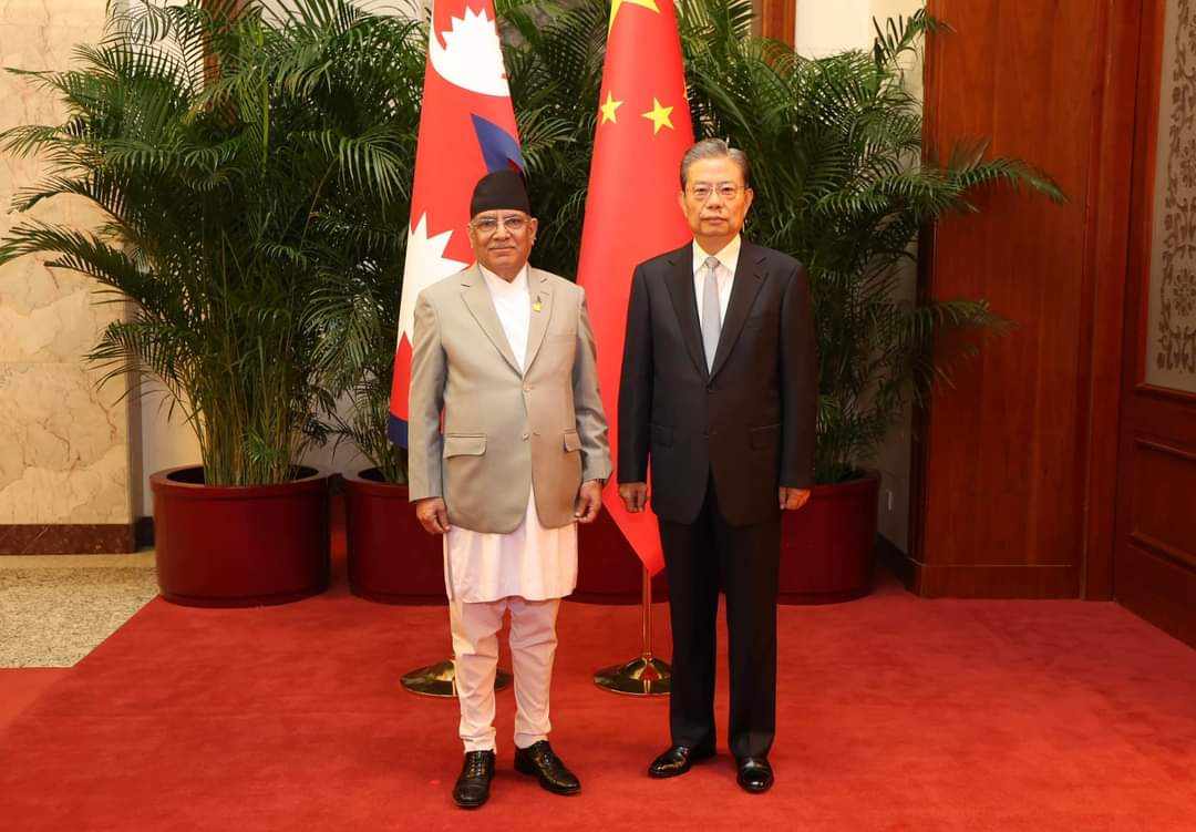 प्रधानमन्त्री प्रचण्ड र चिनियाँ जनकंग्रेस स्थायी समिति अध्यक्ष झाओबीच भेटवार्ता