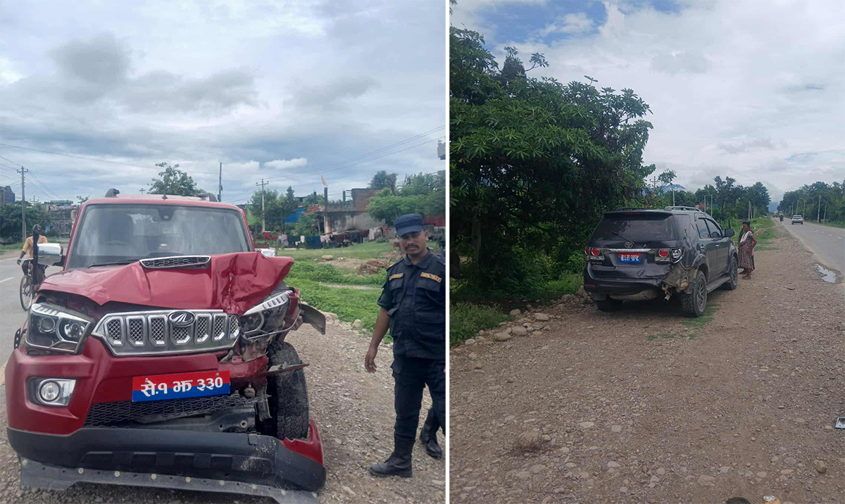 कैलालीमा दुई मन्त्री सवार गाडी ठोक्किए